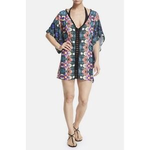 Nanette Lepore‎ Boho Floral Swimsuit Cover Up Caftan Sz Medium Multi Color